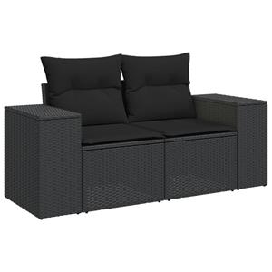 vidaXL 6-delige Loungeset met kussens poly rattan zwart