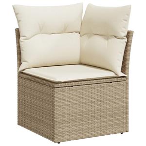 vidaXL 6-delige Loungeset met kussens poly rattan beige