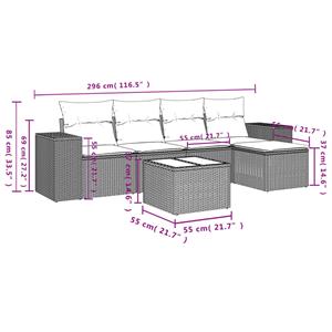 vidaXL 6-delige Loungeset met kussens poly rattan zwart