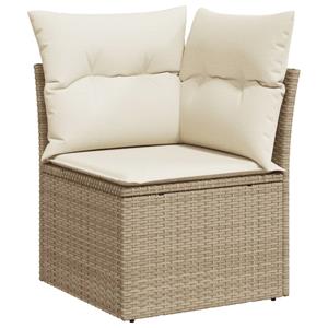 vidaXL 6-delige Loungeset met kussens poly rattan beige