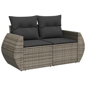 vidaXL 6-delige Loungeset met kussens poly rattan grijs