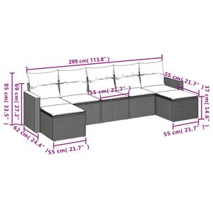 vidaXL 7-delige Loungeset met kussens poly rattan zwart