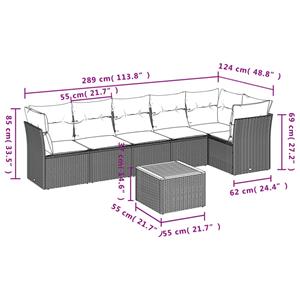 vidaXL 7-delige Loungeset met kussens poly rattan zwart