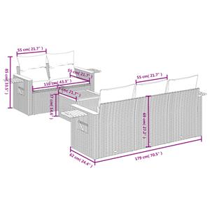 vidaXL 6-delige Loungeset met kussens poly rattan zwart