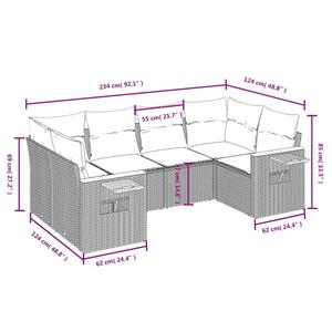 vidaXL 6-delige Loungeset met kussens poly rattan zwart