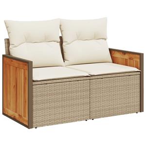 vidaXL 7-delige Loungeset met kussens poly rattan beige