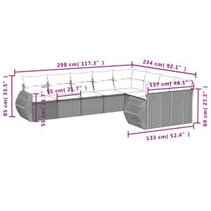 vidaXL 9-delige Loungeset met kussens poly rattan zwart