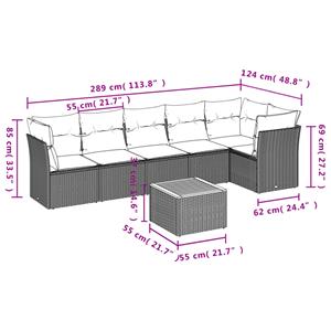 vidaXL 7-delige Loungeset met kussens poly rattan grijs