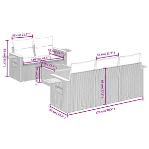 vidaXL 6-delige Loungeset met kussens poly rattan grijs