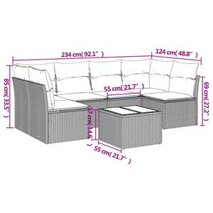 vidaXL 7-delige Loungeset met kussens poly rattan grijs