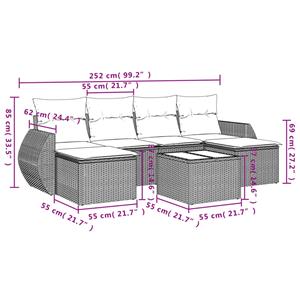 vidaXL 7-delige Loungeset met kussens poly rattan zwart