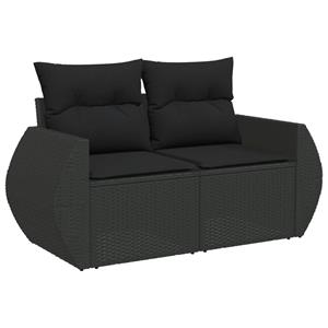 vidaXL 7-delige Loungeset met kussens poly rattan zwart