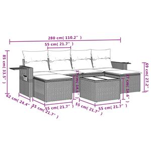 vidaXL 7-delige Loungeset met kussens poly rattan beige