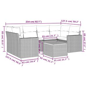 vidaXL 7-delige Loungeset met kussens poly rattan zwart