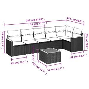 vidaXL 7-delige Loungeset met kussens poly rattan grijs