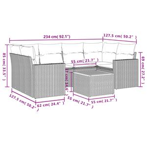 vidaXL 7-delige Loungeset met kussens poly rattan grijs