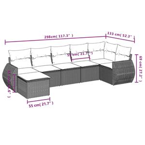 vidaXL 7-delige Loungeset met kussens poly rattan zwart