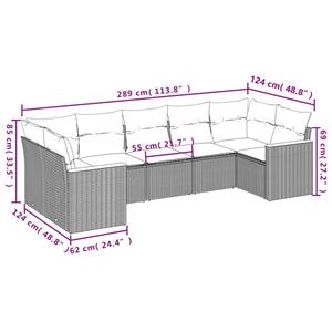 vidaXL 7-delige Loungeset met kussens poly rattan zwart