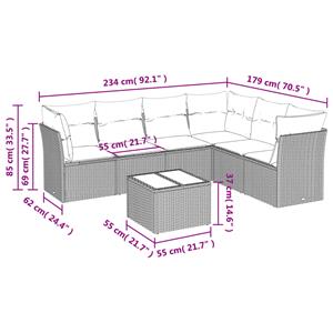 vidaXL 7-delige Loungeset met kussens poly rattan beige