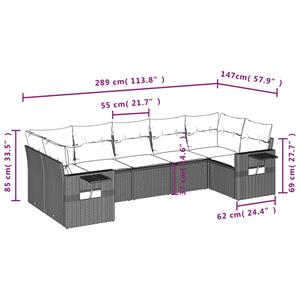 vidaXL 7-delige Loungeset met kussens poly rattan zwart