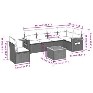 vidaXL 7-delige Loungeset met kussens poly rattan beige