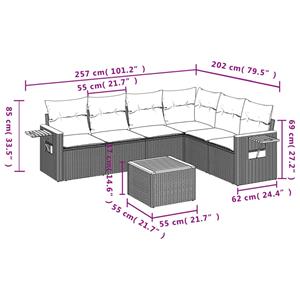 vidaXL 7-delige Loungeset met kussens poly rattan grijs