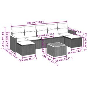 vidaXL 8-delige Loungeset met kussens poly rattan zwart