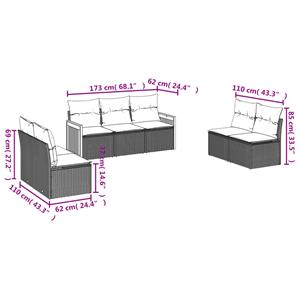 vidaXL 7-delige Loungeset met kussens poly rattan beige