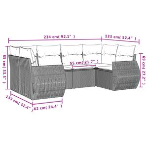 vidaXL 7-delige Loungeset met kussens poly rattan zwart