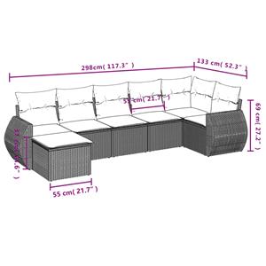 vidaXL 7-delige Loungeset met kussens poly rattan beige