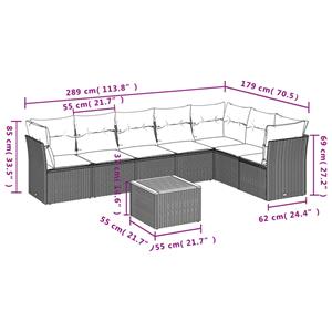 vidaXL 8-delige Loungeset met kussens poly rattan zwart