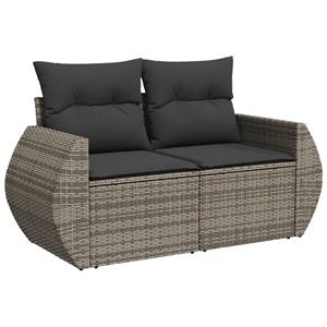 vidaXL 8-delige Loungeset met kussens poly rattan grijs