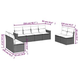 vidaXL 8-delige Loungeset met kussens poly rattan zwart