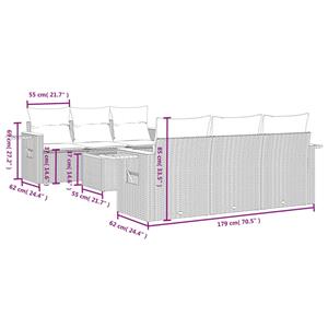 vidaXL 7-delige Loungeset met kussens poly rattan zwart