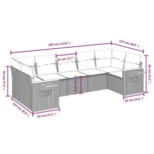 vidaXL 7-delige Loungeset met kussens poly rattan grijs