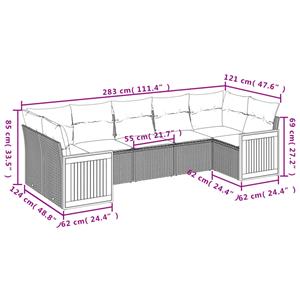 vidaXL 7-delige Loungeset met kussens poly rattan beige