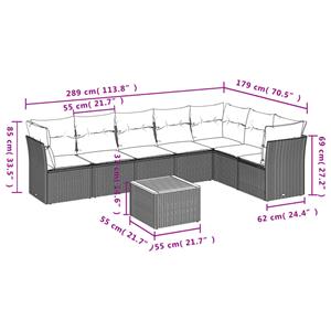 vidaXL 8-delige Loungeset met kussens poly rattan beige