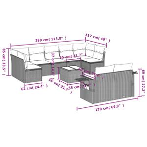 vidaXL 10-delige Loungeset met kussens poly rattan beige