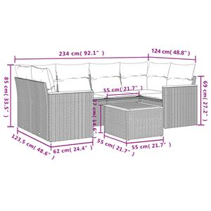 vidaXL 7-delige Loungeset met kussens poly rattan grijs