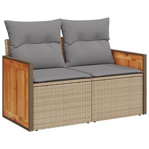 vidaXL 8-delige Loungeset met kussens poly rattan beige