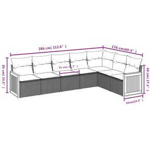 vidaXL 7-delige Loungeset met kussens poly rattan grijs