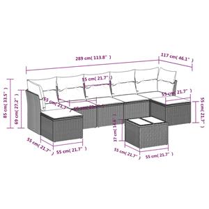 vidaXL 8-delige Loungeset met kussens poly rattan grijs