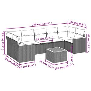 vidaXL 8-delige Loungeset met kussens poly rattan zwart