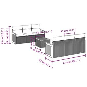 vidaXL 7-delige Loungeset met kussens poly rattan beige