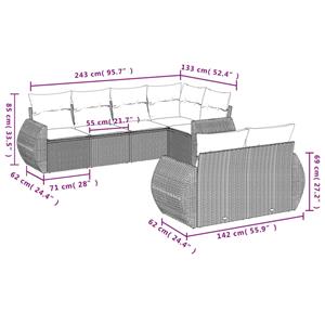 vidaXL 7-delige Loungeset met kussens poly rattan beige