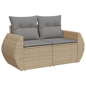 vidaXL 8-delige Loungeset met kussens poly rattan beige