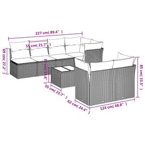 vidaXL 8-delige Loungeset met kussens poly rattan zwart