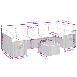 vidaXL 8-delige Loungeset met kussens poly rattan zwart