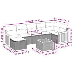 vidaXL 8-delige Loungeset met kussens poly rattan grijs