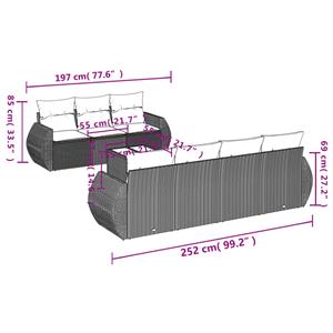 vidaXL 8-delige Loungeset met kussens poly rattan zwart